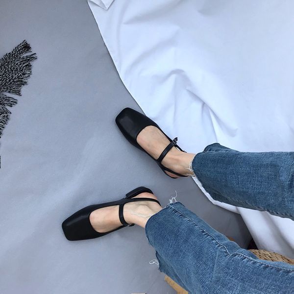 

women spring 2019 mules shoes sandals back strap square toe shallow slides casual outdoor slip on flat single shoes y200620, Black