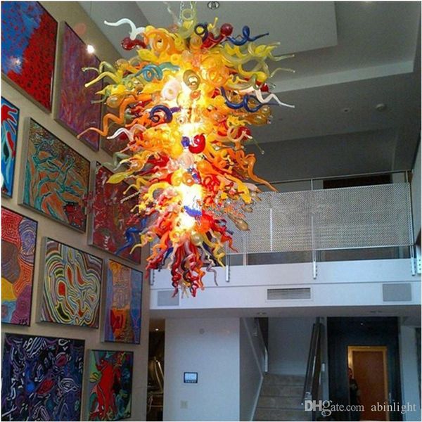

100% ручной выдувного стекла роскошные цветок люстра murano стекло кри подвеска свет для фойе loft купола
