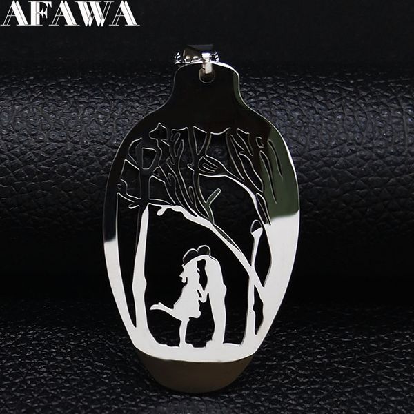 

2019 fashion love stainless steel couple necklace for women silver color necklaces & pendants jewelry collar mujer n19287