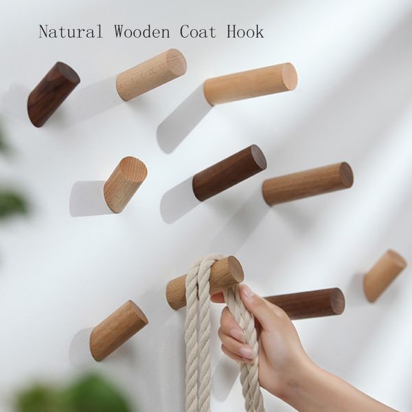 

decorative natural wooden coat hook wall-mounted hooks diy wooden hanger wall decoration scarf hat and bag storage hanger