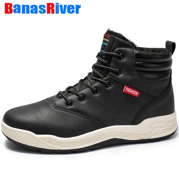 

new big size 39-47 new winter boots men casual fahsion snow ankle shoes with fur keep warm non-slip snow sneakers shoes footwear, Black