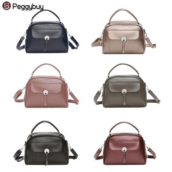 

fashion solid color messenger bag women pu leather elegant crossbody handle bags female handbag
