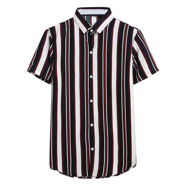 

men's casual shirts feitong striped shirt men fashion printed splicing colorful short sleeve loose summer chemise homme hawaiian, White;black