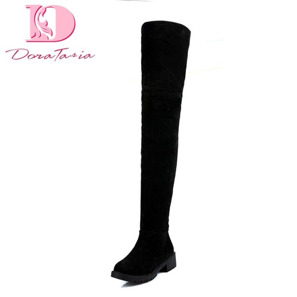 

doratasia 2019 classic chunky heel over the knee boots women shoes woman add plush winter shoes female long boots, Black