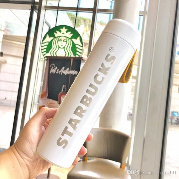 

starbucks pearl white letter logo stainless steel vacuum cup out dooor sport coffee tumbler 473ml