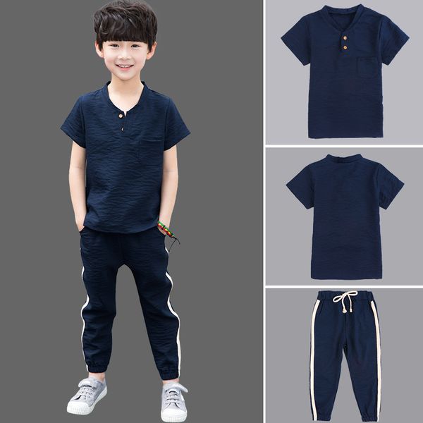 

summer teenager clothes set fashion cotton +pants 2pcs tracksuits for children sports suits clothes outfits, White