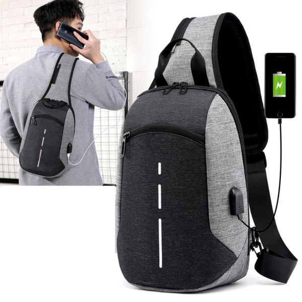 

outdoor message bags usb charge crossbody bag waterproof durable shoulder bag men women sling chest