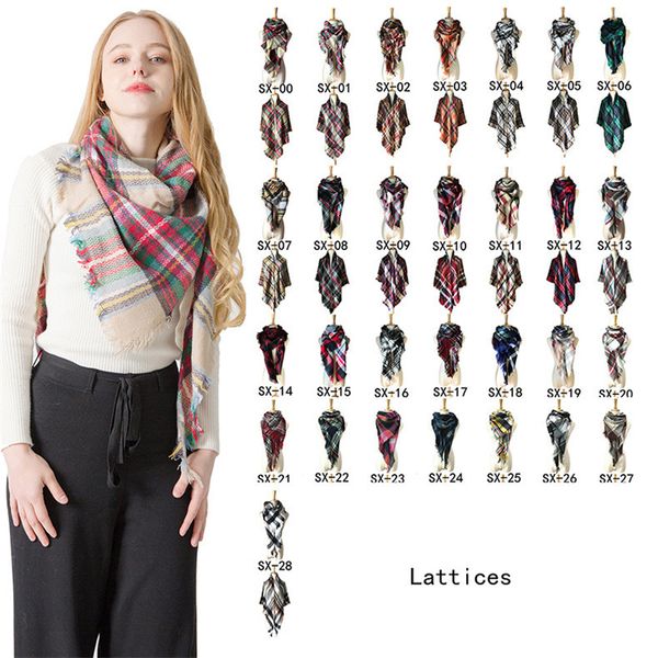 

triangle scarfs plaid shawl soft fashion warm in spring winter scarf for women pashmina scarves girl christmas gifts dhl, Red;brown