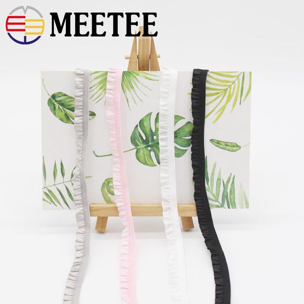 2019 Meetee 10mm Pleated Stretch Lace Trims Ribbons Ruffled