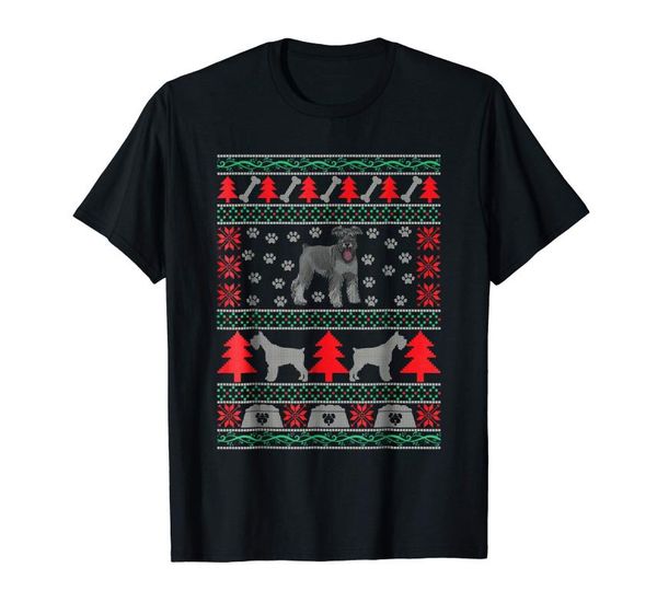 

schnauzer ugly christmas shirt holiday dog t-shirt-men's t-shirt-black, White;black