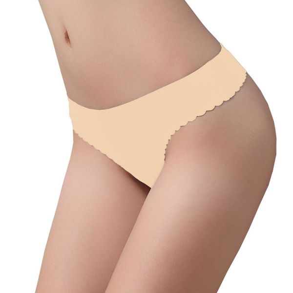 

3 pcs fashion seamless ice silk underwear g-string women panties temptation underpants sports ruffles ultra-thin pants, Black;pink