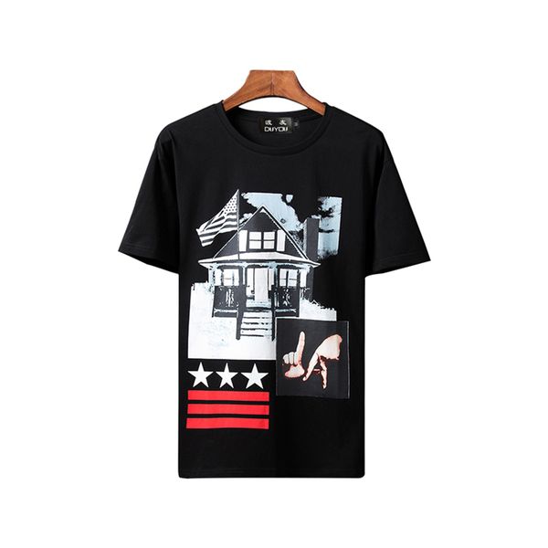 

givenchy men мужчины футболка смешной печати дизайн футболка мужчины мода хип-хоп streetwear топы slim fit 100% хлопок тис плюс размер, White;black