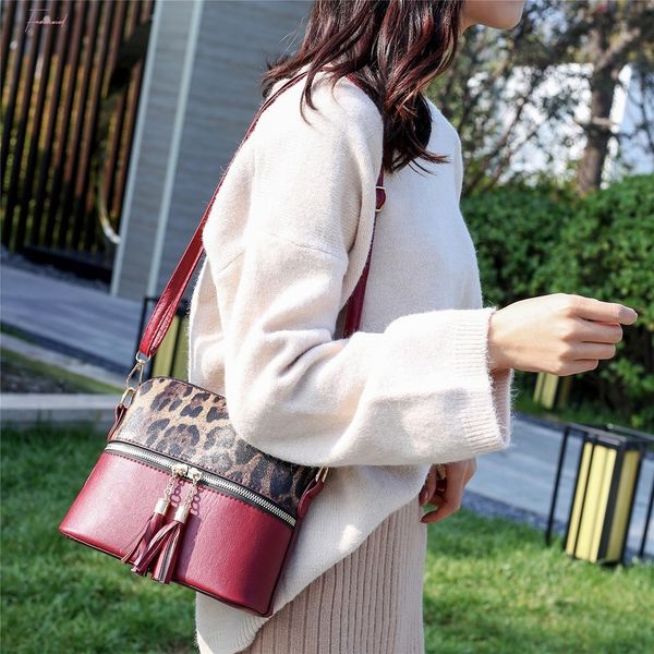 

fashion women tassel leopard printing zipper messenger bag hnadbag shoulder bag crossbody bags for women 45