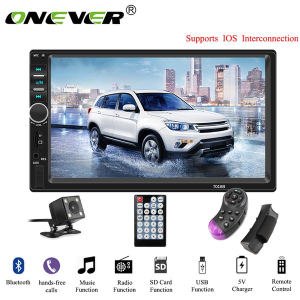 

onever car radio 7" hd autoradio multimedia mp5 player touch screen audio bluetooth aux usb tf fm camera support connection