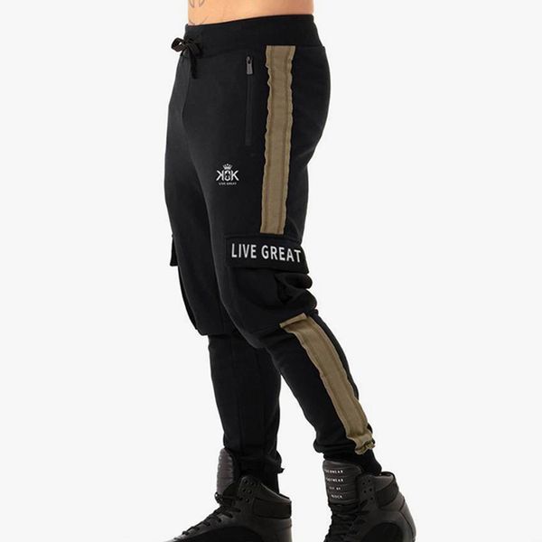 

2020 cotton running pants men trousers sportswear workout sweatpants trackpants trousers men athletic activewear gym pants, Black;blue