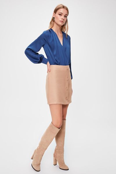 

trendyol button detail skirt twoaw20et0551, Black