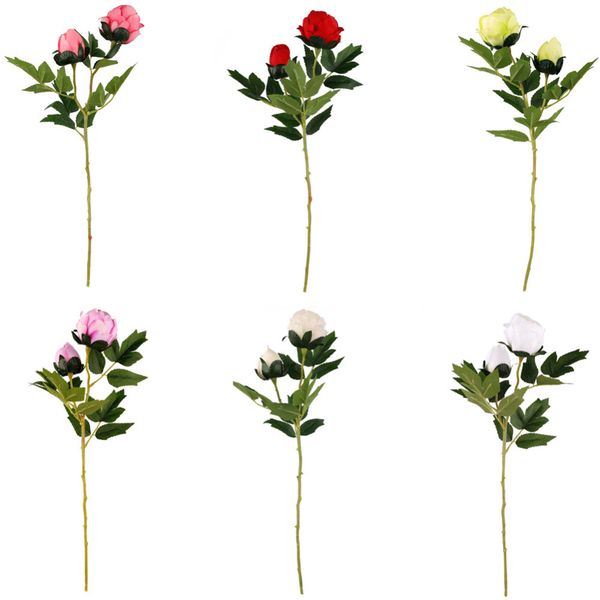 

2 heads 47cm peony artificial flower silk peonies rose flower fake peonies bouquet bridal wedding home party decor
