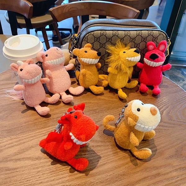 

super cute animal dolls keychains stuffed plush unicorn lion pig frog keychain kids toy women bag pendant keyring festival gifts, Silver