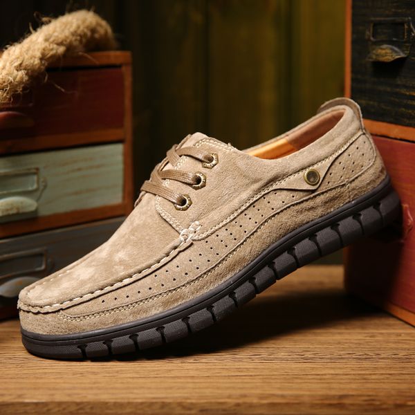 

men flat shoes outdoor genuine leather barefoot casual shoes breathable lace up flats sneakers footwear soft spring p4, Black