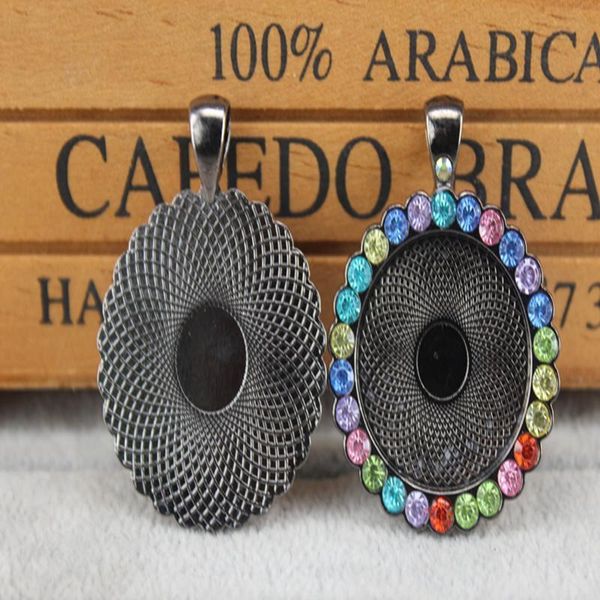 

внутренний 25мм круглый камея кабошон основа установка шарма сплава clear rhinestone подвеска заключений ювелирных изделий sp209, Slivery;crystal