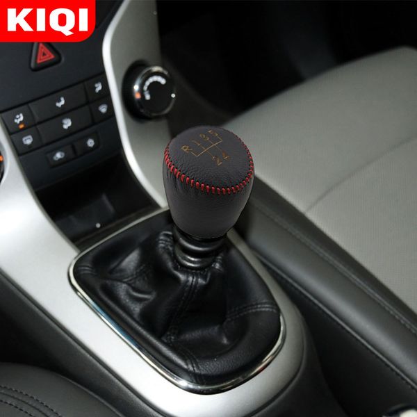 

kiqi leather 5 6 speed gear head shift knob cover skin handbrake case for cruze 2010 2011 2012 2013 2014 2015 mt un