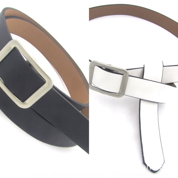 

seamless square buckle or round pants and trousers buckle women's belt simple versatile black trousers belt, Black;brown