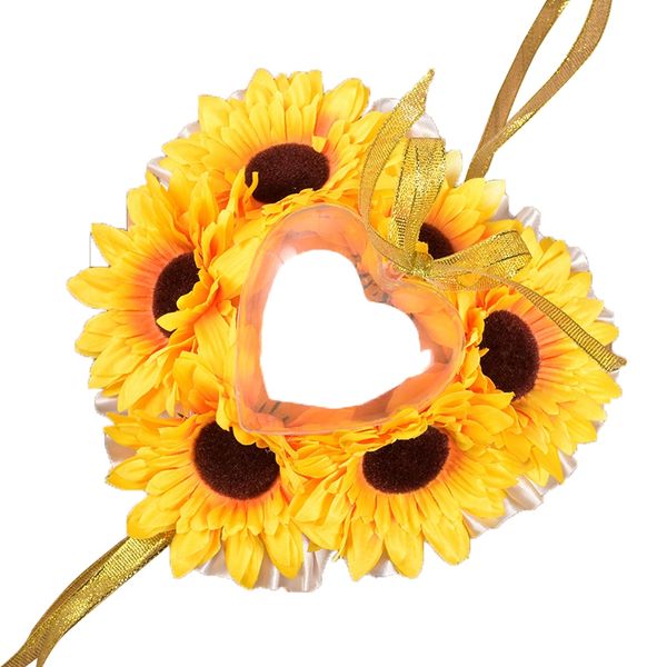 

wedding ring pillow,sunflower ring pillow wedding heart box holder
