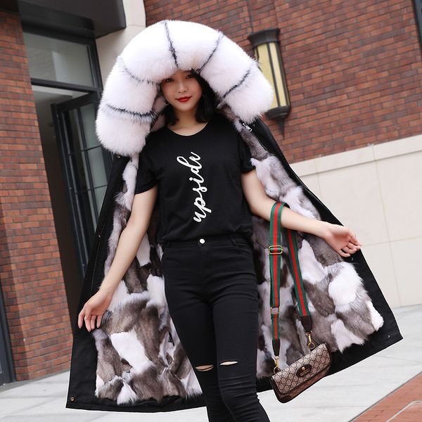 

real fur overcoats winter parka jacket women s long waterproof racoon fur collar linner tailored thick warm 2019 black