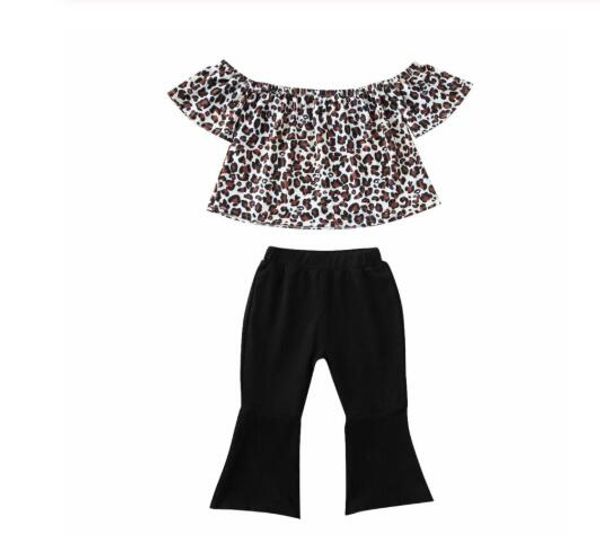 

summer toddler kids baby girls clothes set outfits leopard t-shirt short sleeve pants cotton fashion set 0-24m, White