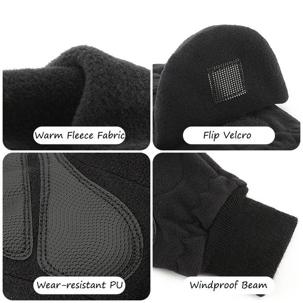 

winter fleece warm gloves contact screen male flip cover refers to plus velvet thickening outdoor pgraphy gloves, Blue;gray
