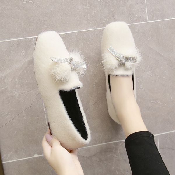 

2019 women shoes casual female sneakers square toe modis women's moccasins loafers fur all-match autumn dress cute new summer, Black