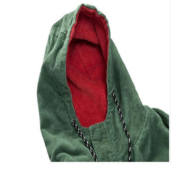 

htj hip hop hoodie loose jacket men winter corduroy jacket red patchwork autumn hooded bomber coat reggae jamaica, Black;brown