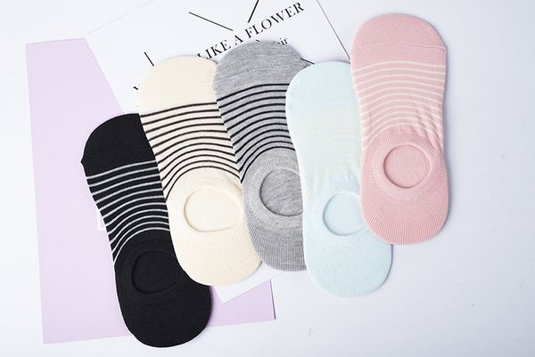 

casual striped cotton short mouth short socks for children, Black;white