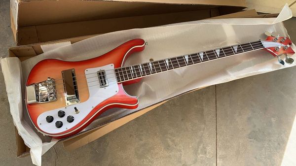 

new 4 strings bass faded cherry red 4003 electric bass guitar one pc neck & body good binding body dual output china 4003 bass