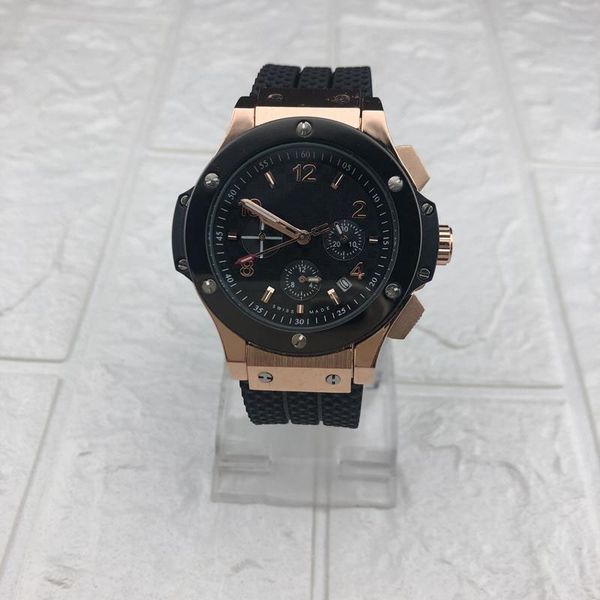 

new brand big bang luxury watches for mens fashion folding buckle chronograph watch rubber man sports watches, Slivery;brown