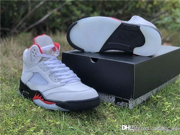 

2020 air authentic high og 5 fire red retro basketball shoes white black 3m reflective tongue the last dance men sports sneakers da1911-102