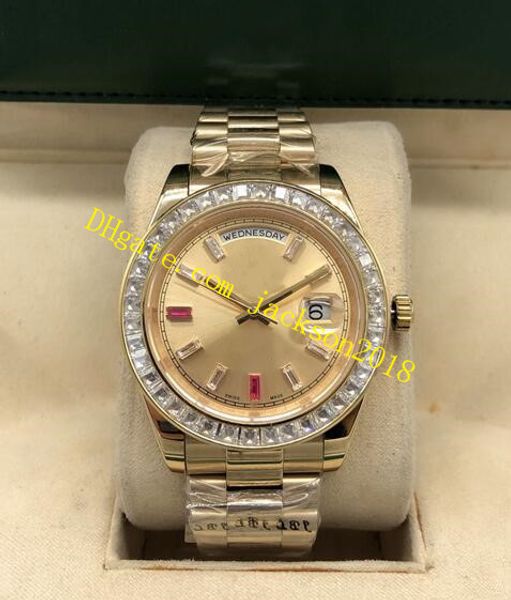 

6 style luxury watch 41mm auto gold diamonds mens stainless steel bracelet watch 228398tbr 218235 automatic mens fashion men watch, Slivery;brown