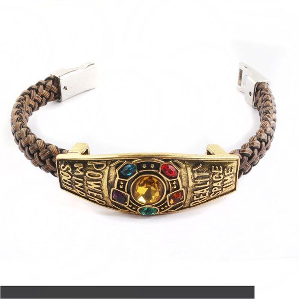 

мстители пиза фигурку кожаная веревка плетеный браслет защитная кожаная веревка браслет мстители 3 браслет подарки, Golden;silver