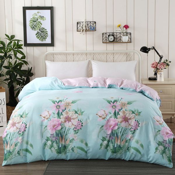 

flowers and plaid printed duvet cover set ultra soft brushed cotton bedding set  king size comforter cover bed sheet