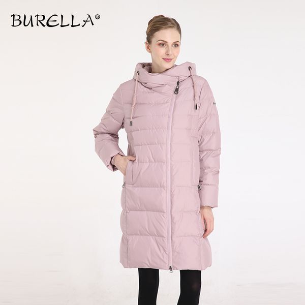 

burella 2019 loose turtleneck women winter cotton jacket long sleeves hooded knee-length thick coat female vn-217mw, Black