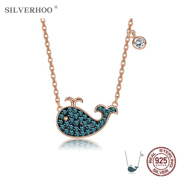 

silverhoo dolphin cubic zirconia necklace s925 sterling silver delicate fashion woman necklace gives girlfriend anniversary gift