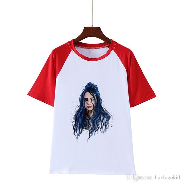 

billie eilish tshirts women printed summer casual short sleeved crew neck pullover t shirts fashion womens tees, White