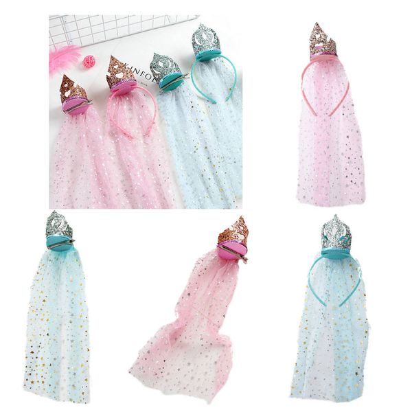 

children's glitter mesh crown hairpin baby girls princess headband hair sticks hairpins barrette stage props headband hair clips access, Slivery;white