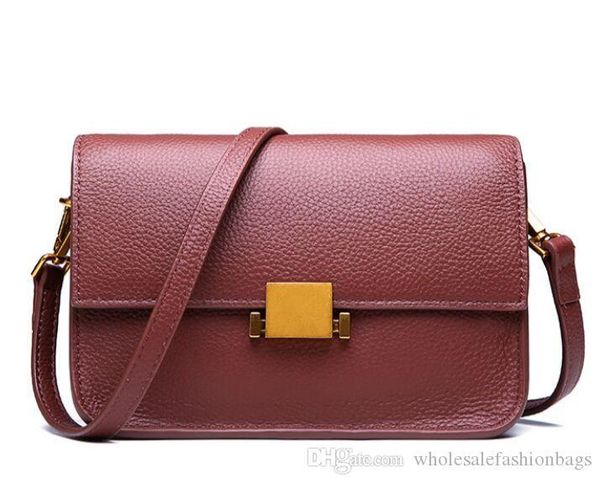 

2019 brand new fashion women real cowhide leather buckle flap small shoulder bag tote purse satchel handbag qs016
