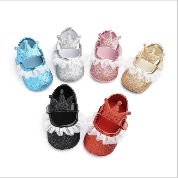 Mocassini per bambini Prewalker Bambini Primi camminatori Ragazza Principessa Corona Scarpe Bambino Suola morbida Scarpe in tulle Scarpe in pelle PU Sneakers Calzature C5415