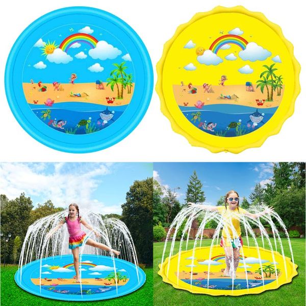 

67 inch water spray mat rainbow inflatable sprinkler play mat splash pad kids outdoor toys 1.7m children's outdoor entertainment
