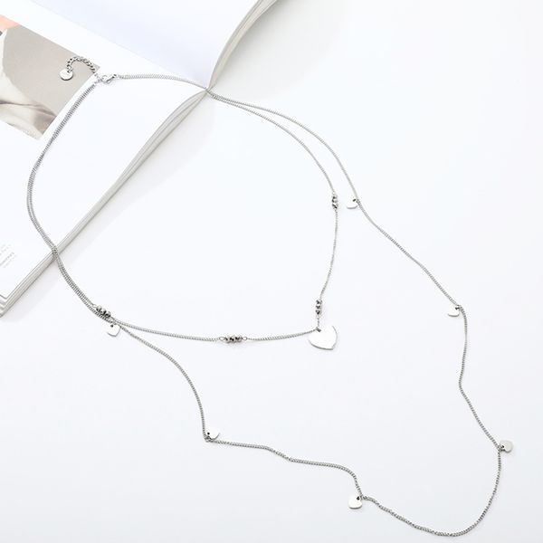 

double layered choker for women silver color 100% stainless steel necklace never tarnished tree of life heart charm jewelry gift, Golden;silver