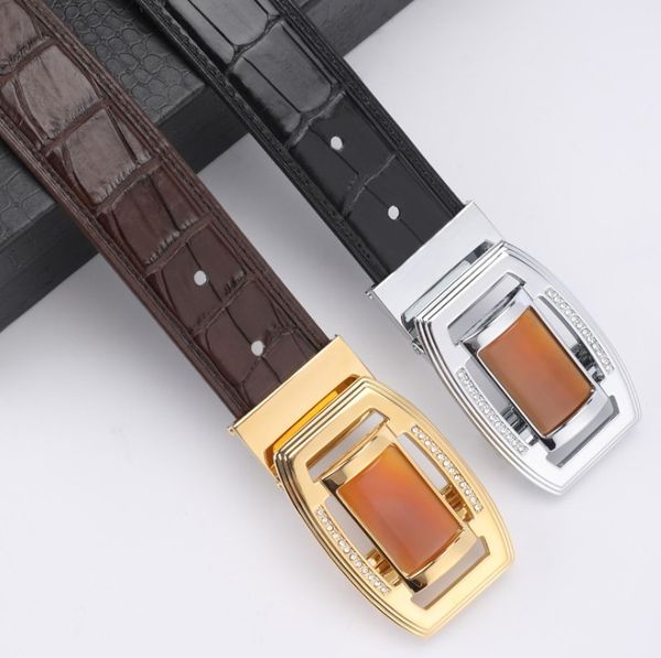 

hujingsha тайский сиамский крокодил пояс мужчин кожаный ремень сплав моды случайные пряжка автоматической пряжки мужчин пояса, Black;brown