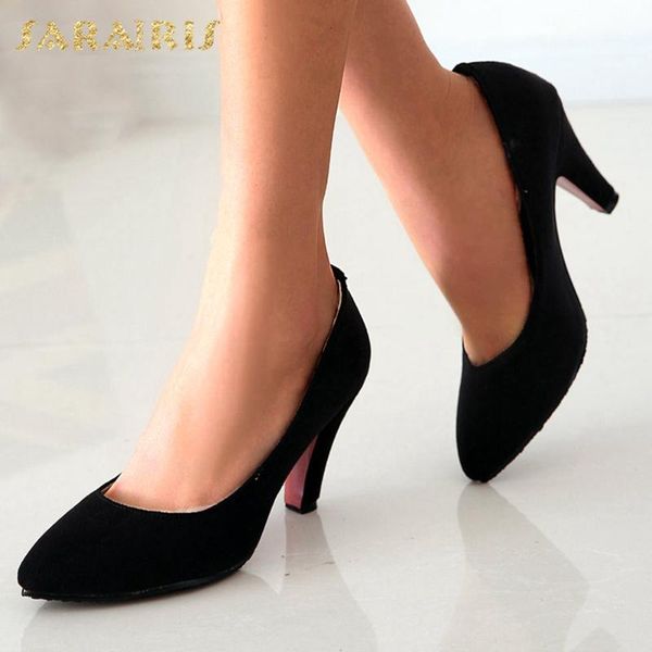 

sarairis 2020 new arrivals big size 43 office lady pumps woman shoes slip on concise high heels shoes women pumps lady footwear, Black