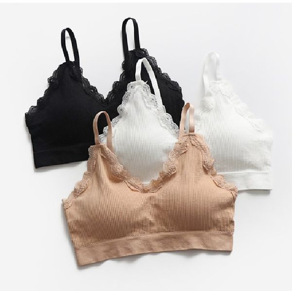 

2019 early spring new buckle no steel ring girl bra gathered beauty back wrapped chest underwear, Black;white